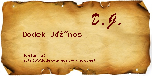 Dodek János névjegykártya